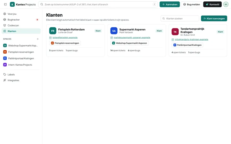 Klanten met hun spaces in Kantex Projects